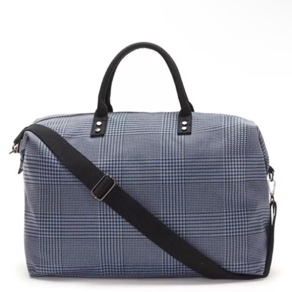 Lulu Dharma Blue Plaid Frasier Weekender Bag Overnight Travel Tote